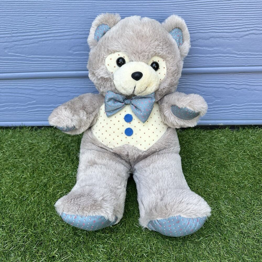 Vintage MTY International‎ Co Bear Plush Stuffed Animal Bowtie Toy Lovey Kidcore